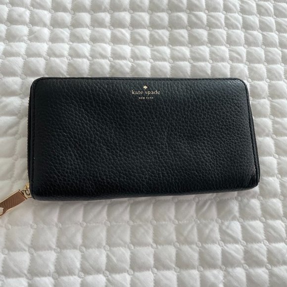 Black Kate Spade Zip Around Wallet - Picture 1 of 3